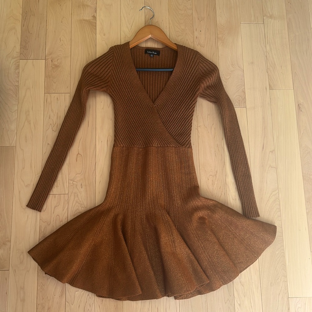 Sparkly burnt orange knit dress